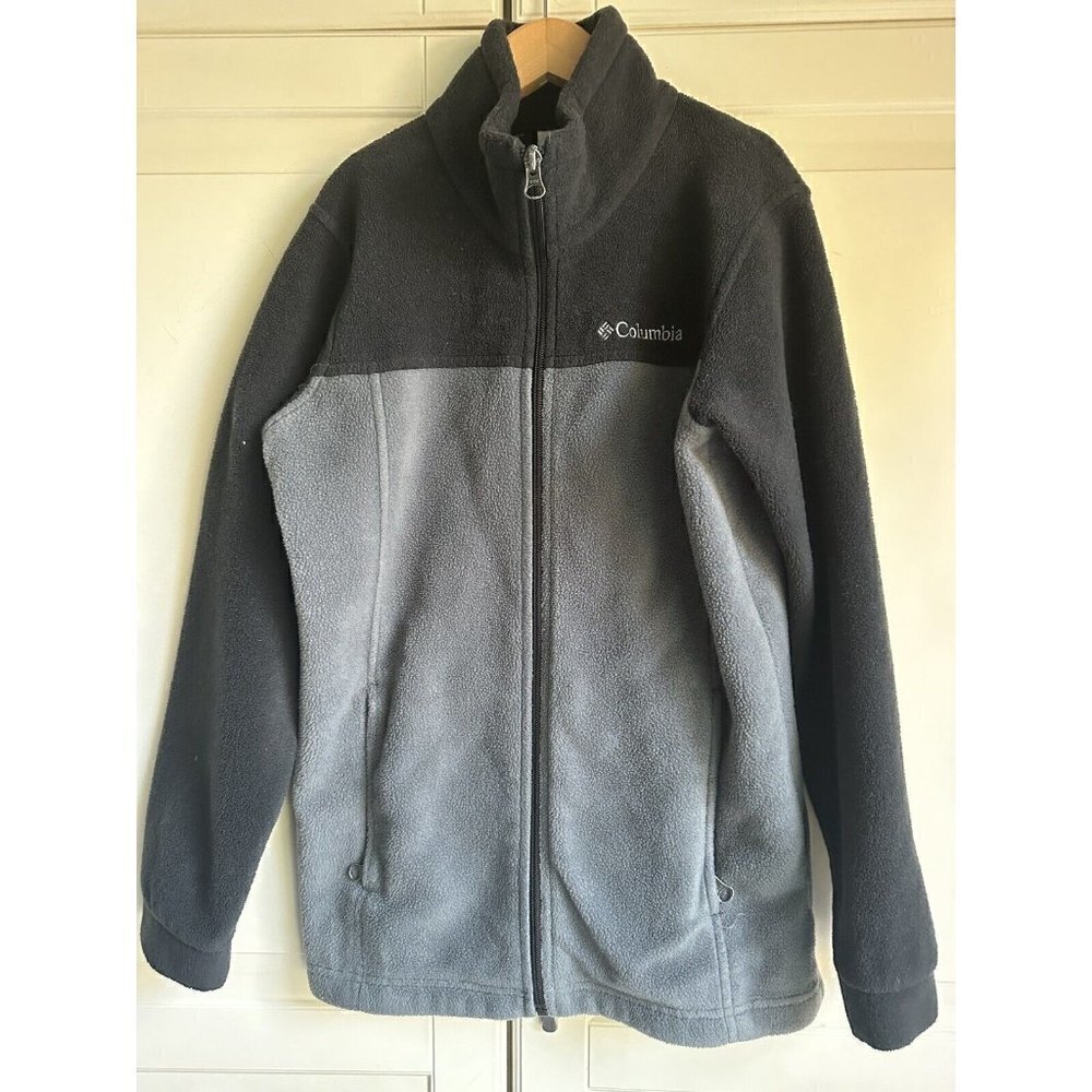 Columbia Fleece Jacket Size Medium 10/12 Full Zip Gray & Black‎